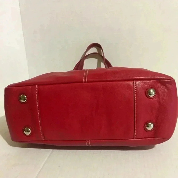 Coach red leather tote handbag - Picture 3 of 8
